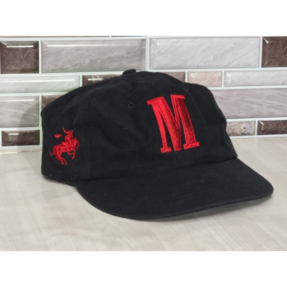 Vintage 90s Black Red Strapback Hat Cowboy Cigarette Brand Men's Ball Cap - Picture 9 of 16
